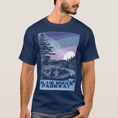 Blue Ridge Parkway at Night WPA Style Vintage T_Shirt