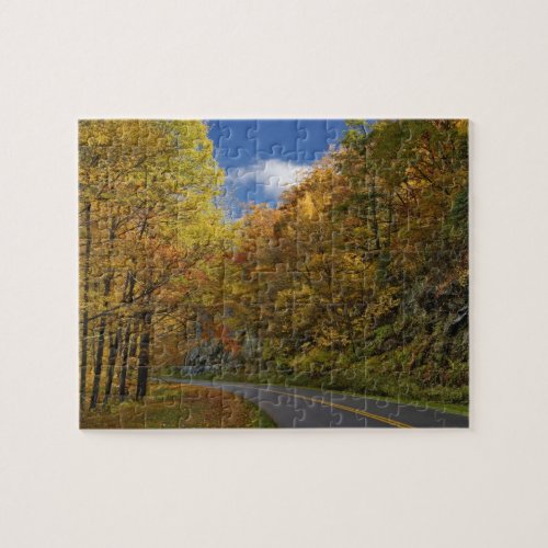 Blue Ridge Parkway curving through autumn colors Jigsaw Puzzle