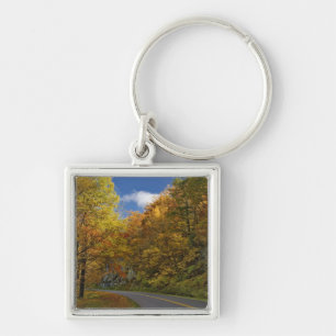 Blue Ridge Parkway curving through autumn colors Keychain