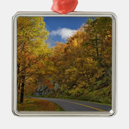Blue Ridge Parkway curving through autumn colors Metal Ornament