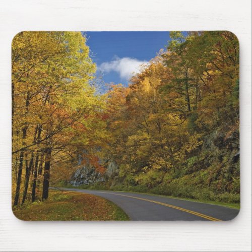 Blue Ridge Parkway curving through autumn colors Mouse Pad