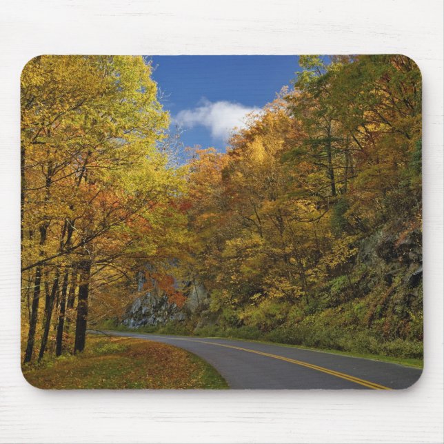 Blue Ridge Parkway curving through autumn colors Mouse Pad (Front)