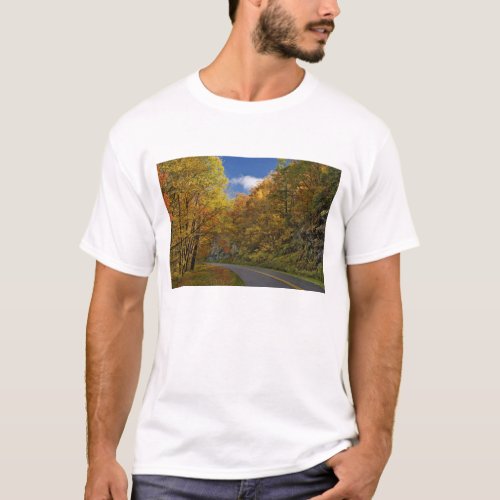 Blue Ridge Parkway curving through autumn colors T_Shirt