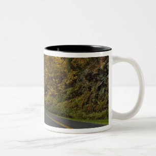 Blue Ridge Parkway curving through autumn colors Two-Tone Coffee Mug