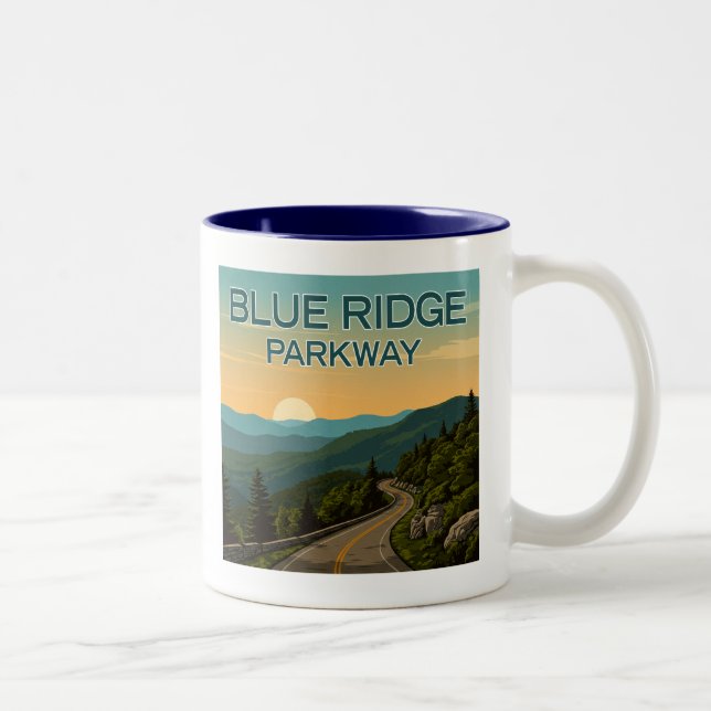 Blue Ridge Parkway Landscape Two-Tone Coffee Mug (Right)