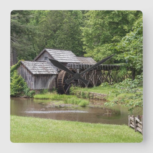 Blue Ridge Parkway _ Mabry Mill 2 Square Wall Clock