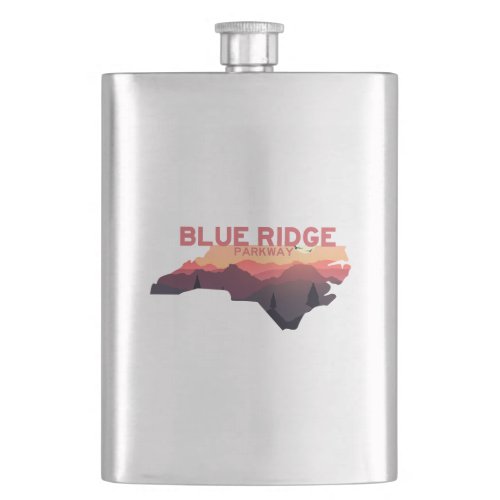 Blue Ridge Parkway North Carolina Map Flask