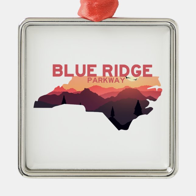 Blue Ridge Parkway North Carolina Map Metal Ornament (Front)