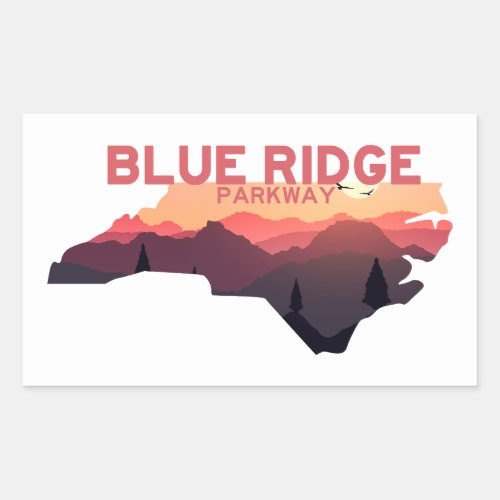 Blue Ridge Parkway North Carolina Map Rectangular Sticker