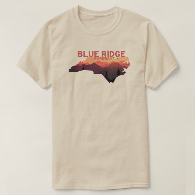 Blue Ridge Parkway North Carolina Map T-Shirt (Design Front)