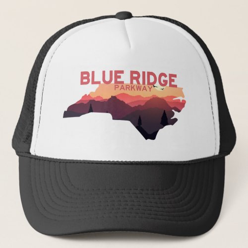 Blue Ridge Parkway North Carolina Map Trucker Hat