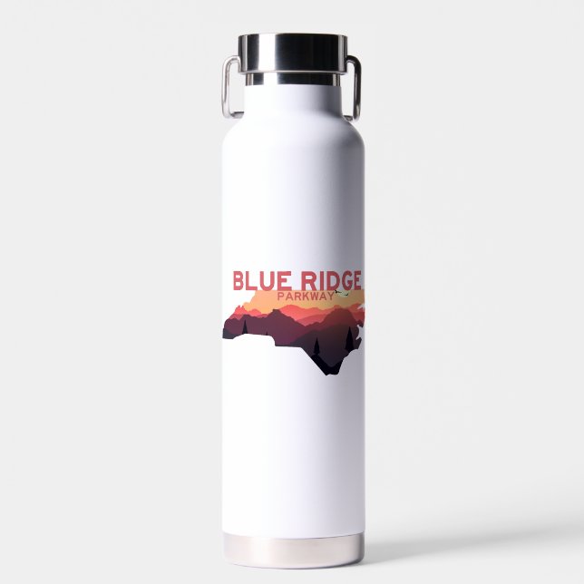 Blue Ridge Parkway North Carolina Map Water Bottle (Front)