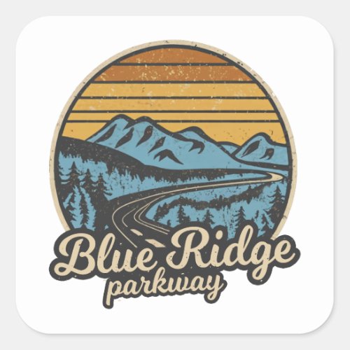 Blue Ridge Parkway Retro Square Sticker