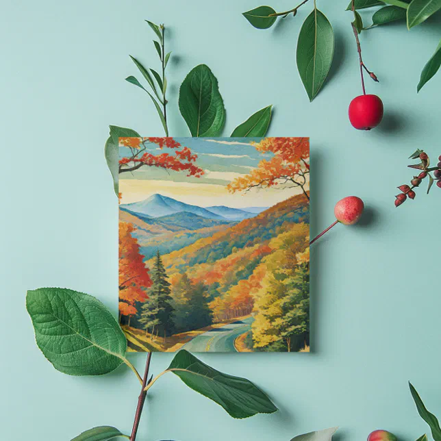 Blue Ridge Parkway Scenic Autumn Mountains Holiday Card | Zazzle