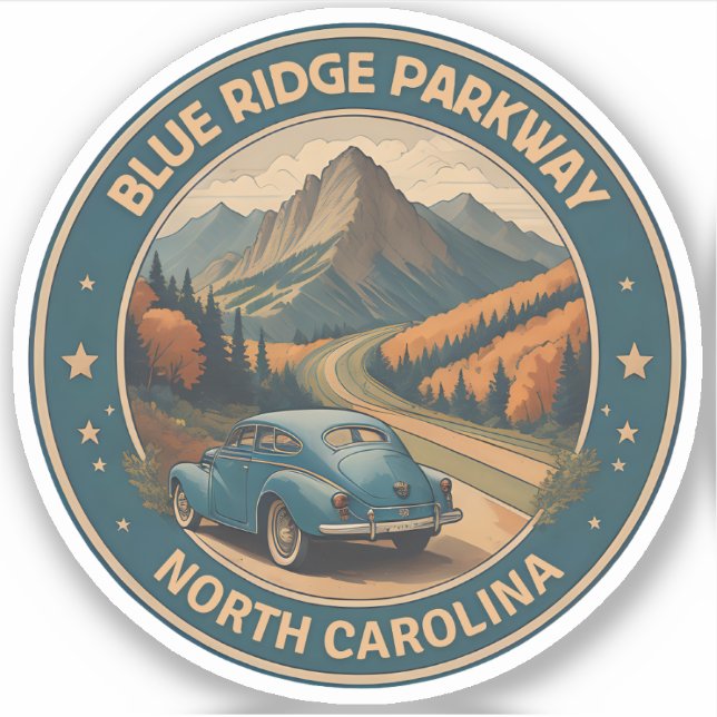 Blue Ridge Parkway Scenic Byway classic car trip Sticker (Front)
