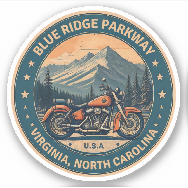 Blue Ridge Parkway Scenic Byway motorcycle trip Sticker (Front)