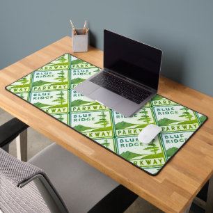 Blue Ridge Parkway shield - green Desk Mat