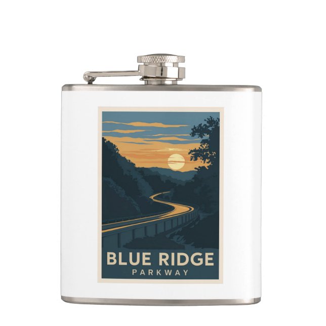 Blue Ridge Parkway Sunset Flask (Front)