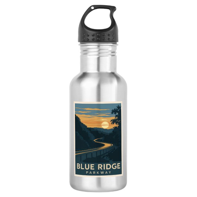 Blue Ridge Parkway Sunset Stainless Steel Water Bottle (Front)