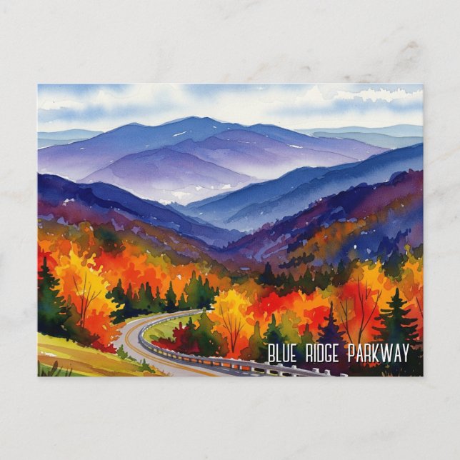 Blue Ridge Parkway Watercolor Postcard (Front)