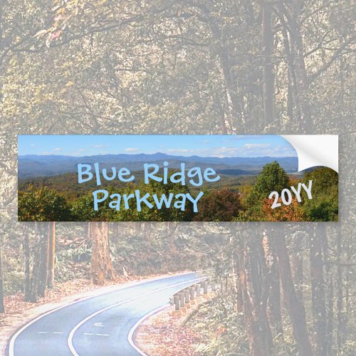 Blue Ridge Parkway with Year Photographic Bumper Sticker