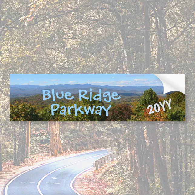 Blue Ridge Parkway with Year Photographic Bumper Sticker | Zazzle
