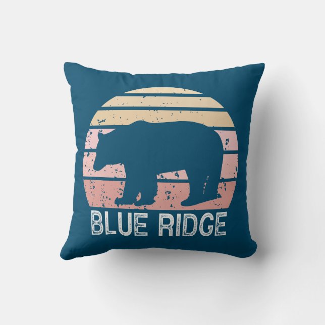 Blue Ridge Retro Bear Throw Pillow (Back)