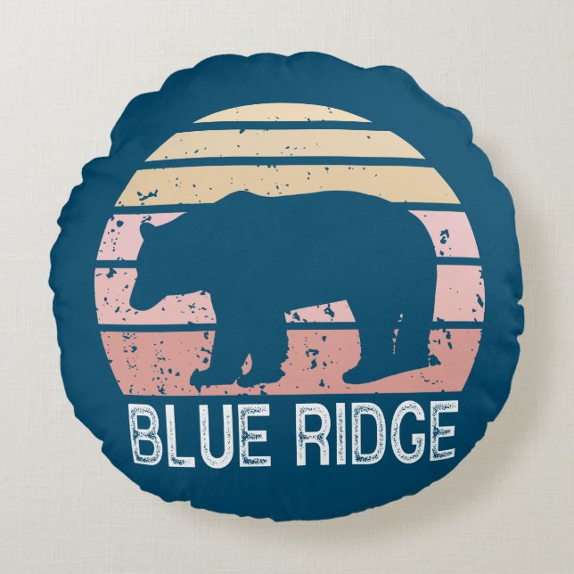 Blue Ridge Retro Bear Throw Pillow (Front)