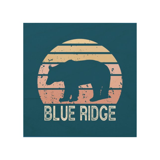 Blue Ridge Retro Bear Wood Wall Art (Front)