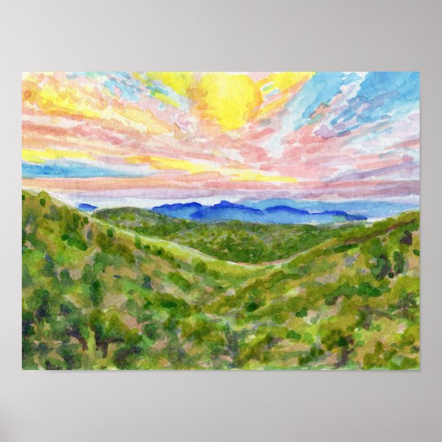 Blue Ridge Watercolor Study 2 Poster (Front)