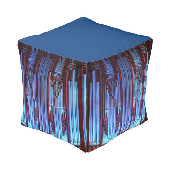 Blue Rieger pipe organ pipes square pouf