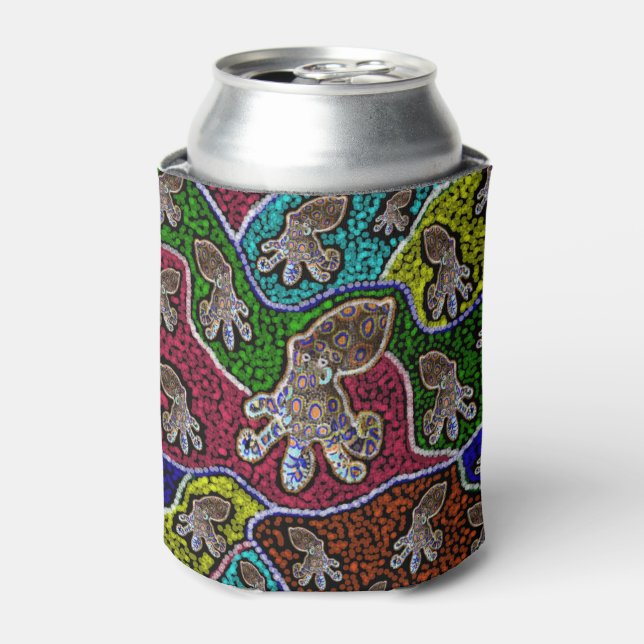 Blue Ring Octopus Dot Art Can Stubby Holder Cooler (Can Front)