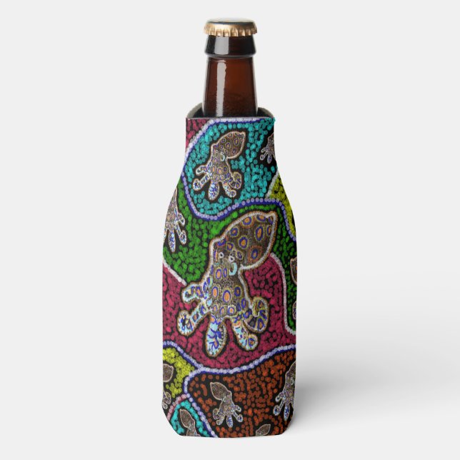 Blue Ring Octopus Dot Art Stubby Holder Bottle Cooler (Bottle Front)