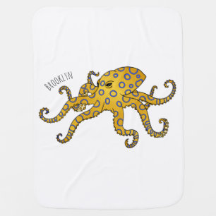 Blue-ringed octopus cartoon illustration  baby blanket
