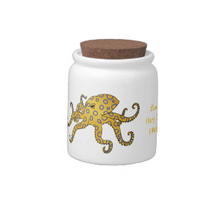 Blue-ringed octopus cartoon illustration candy jar