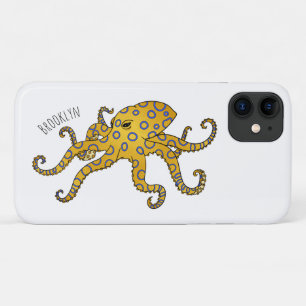 Blue-ringed octopus cartoon illustration iPhone 11 case