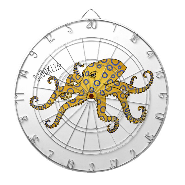 Blue-ringed octopus cartoon illustration dart board (Front)