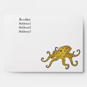 Blue-ringed octopus cartoon illustration envelope