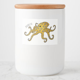 Blue-ringed octopus cartoon illustration food label