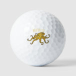 Blue-ringed octopus cartoon illustration  golf balls