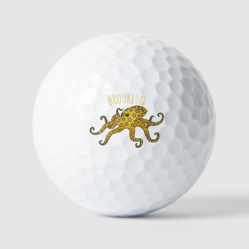 Blue_ringed octopus cartoon illustration  golf balls