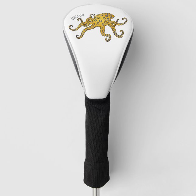 Blue-ringed octopus cartoon illustration golf head cover (Front)