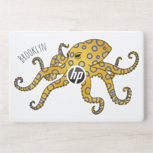 Blue-ringed octopus cartoon illustration HP laptop skin