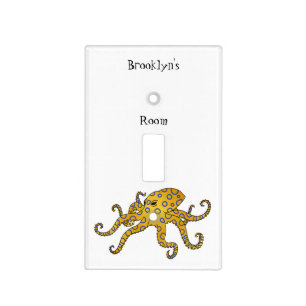 Blue-ringed octopus cartoon illustration light switch cover