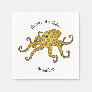 Blue-ringed octopus cartoon illustration napkins