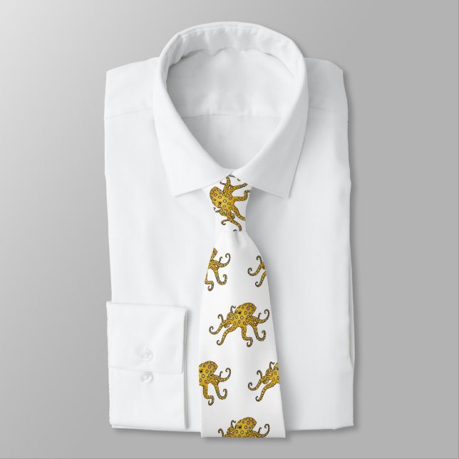Blue-ringed octopus cartoon illustration  neck tie (Tied)