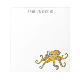 Blue-ringed octopus cartoon illustration  notepad