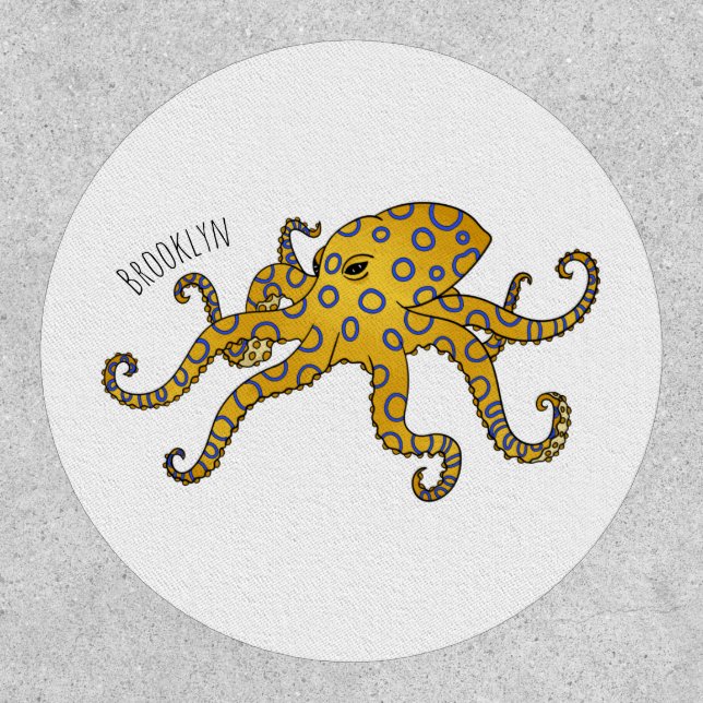 Blue-ringed octopus cartoon illustration  patch (Front)
