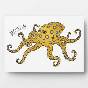 Blue-ringed octopus cartoon illustration plaque