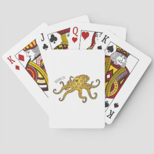 Blue-ringed octopus cartoon illustration poker cards
